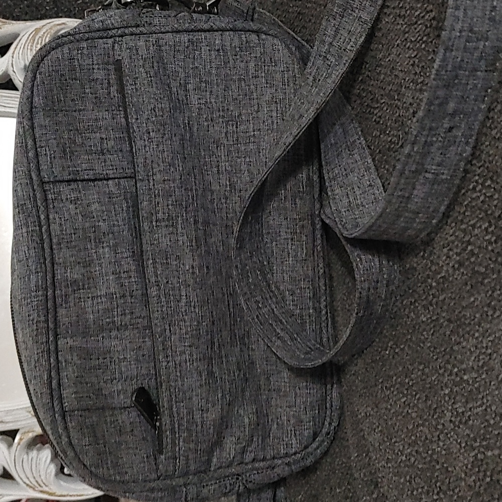 LUG Carousel Dark Gray Crossbody Bag 9.5" L × 5.5" H × 2" W Multiple pockets - Picture 3 of 8